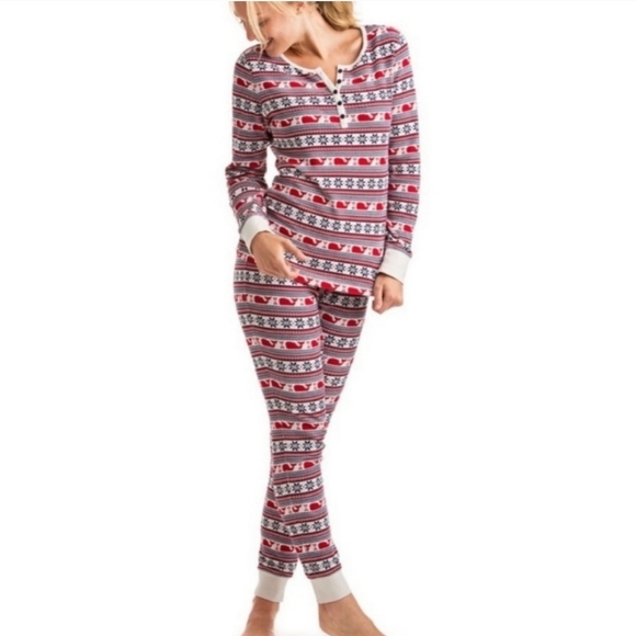 Vineyard Vines Other - Vineyard Vines Thermal Pajama Set Women's Size Small Red Blue White Christmas